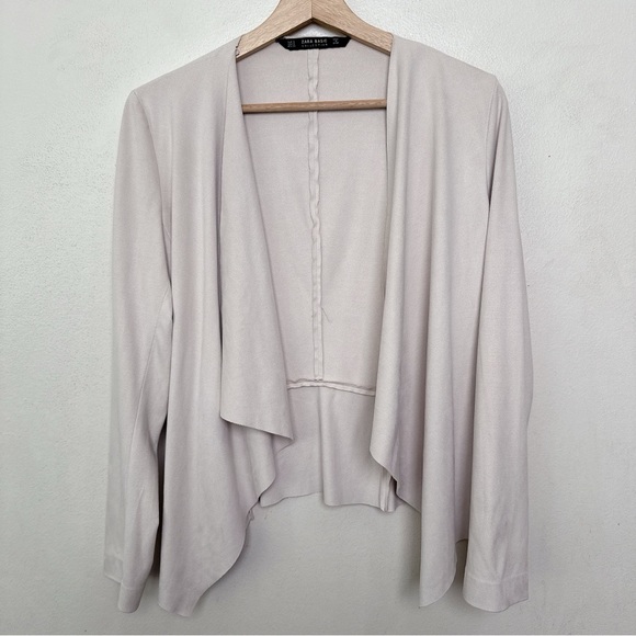 Zara Womens Small Waterfall Beige Open Cardigan - Picture 3 of 14